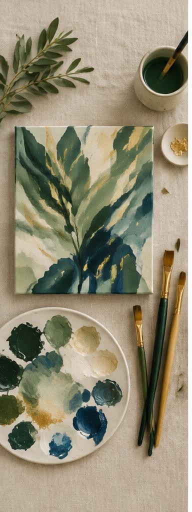 Illustrative canvas painting project and materials