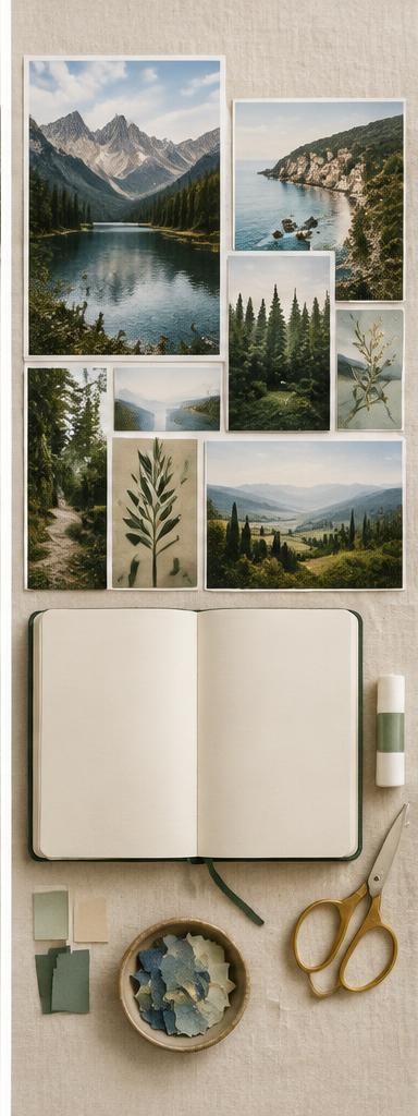 Illustrative vision boards & journaling project and materials
